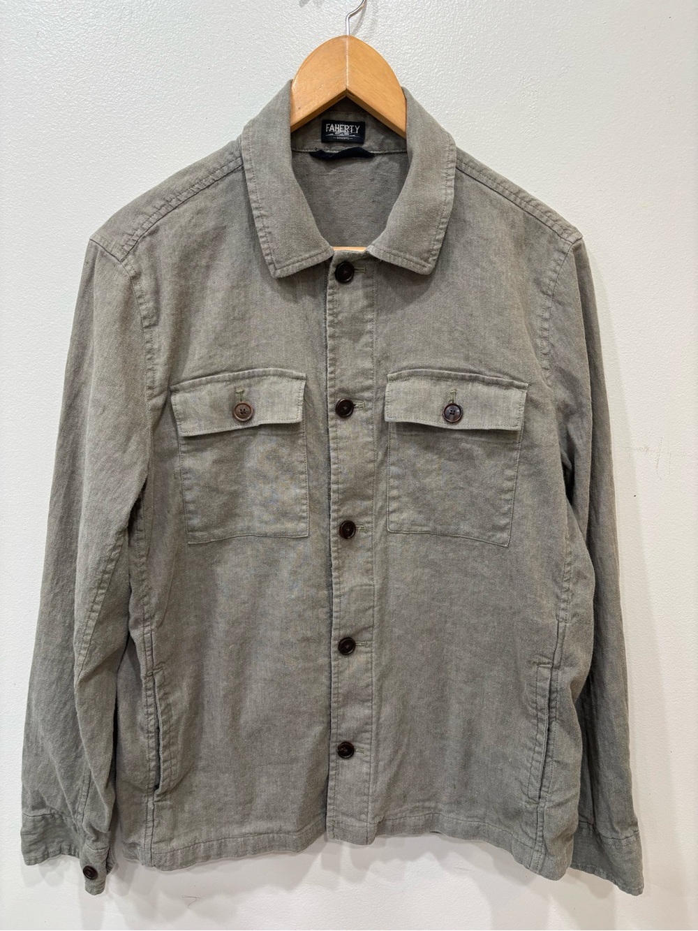 Faherty Movement Linen Organic Cotton Sage Cliff Jacket Men’s Size Small